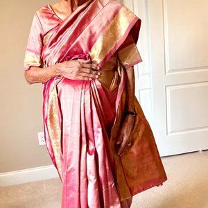 Never worn pink high quality Kanjivaran silk saree  with matching blouse